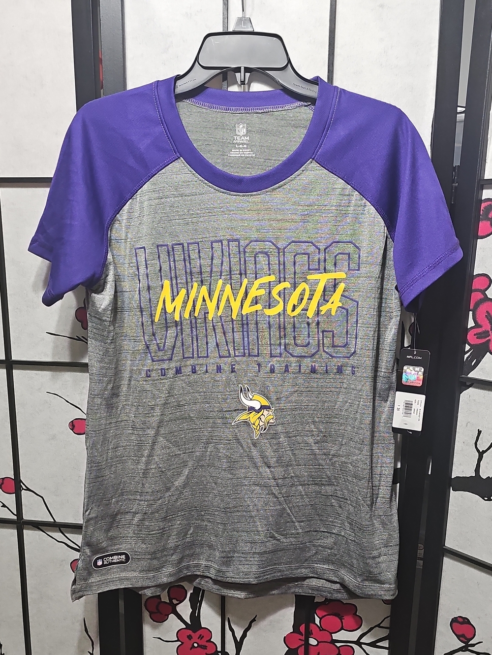 NFL Minnesota Vikings Gray & Purple Short-Sleeve Tee Large New